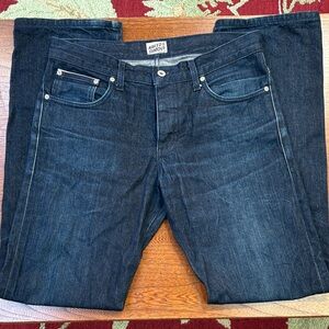 Naked & Famous Denim Indigo Broke Twill Selvedge Blue Jeans 33